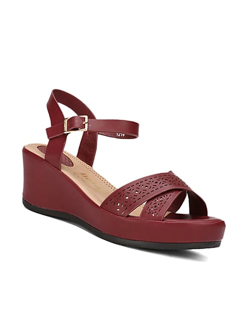 Red rainbow check weave slip on wedge shoe sandal + FREE SHIPPING | Womens  shoe sandals online 1803WS