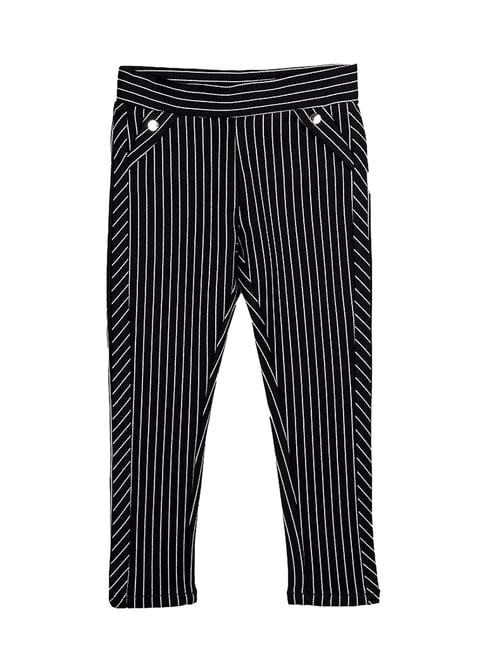 Peppermint Kids Black Striped Jeggings