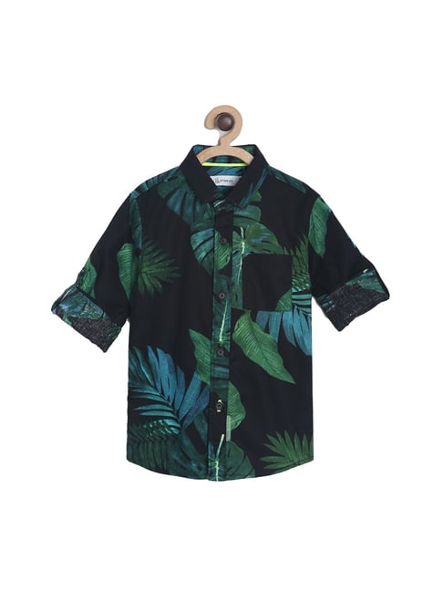 Tales & Stories Kids Green Printed Shirt