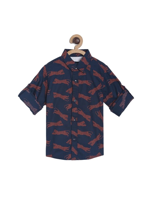 Tales & Stories Kids Navy Printed Shirt