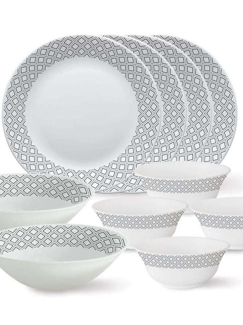 Buy Larah By Borosil Tiara Series Cone Black Grey 10 Piece Opalware ...