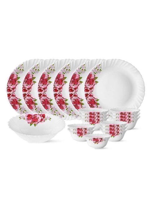 Larah by Borosil Silk Series Rose Red 19 Piece Opalware Dinner Set-picture-15