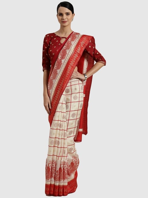 Buy SHAREE COLLECTION FULIA TANT Self Design Handloom Cotton Blend White  Sarees Online @ Best Price In India | Flipkart.com