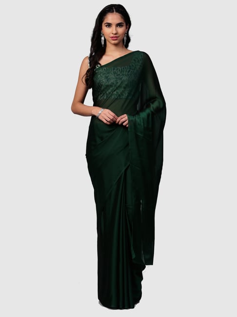 Saree Mall Green Saree With Unstitched Blouse Price in India