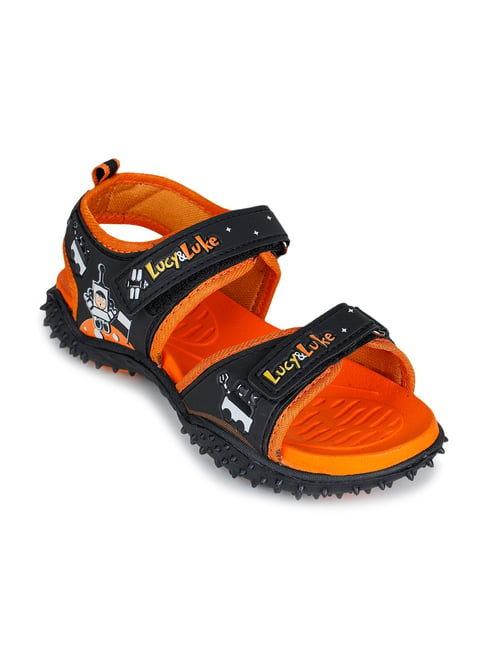 Lucy & Luke by Liberty Kids Black & Orange Floater Sandals