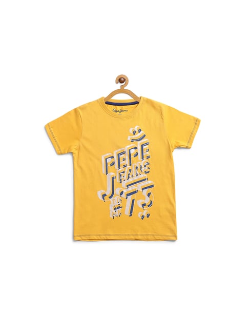 Pepe Jeans Kids Yellow Printed T-Shirt