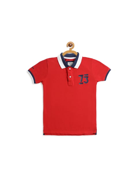 Pepe Jeans Kids Red Printed Polo T-Shirt