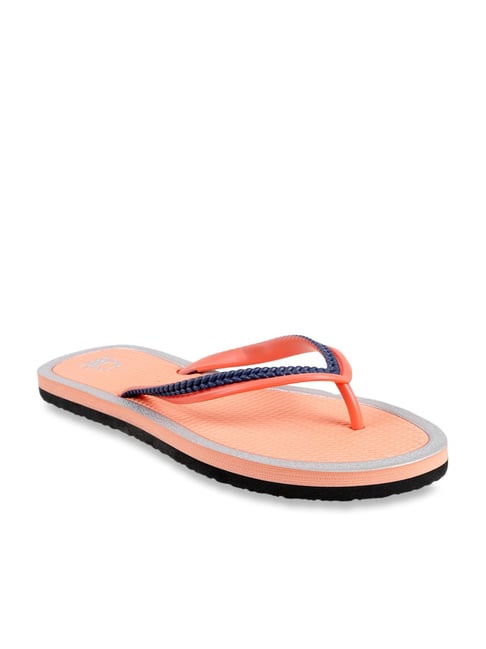 peach colored flip flops