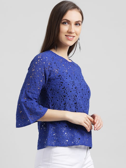 Buy Zink London Blue Lace Top for Women Online @ Tata CLiQ