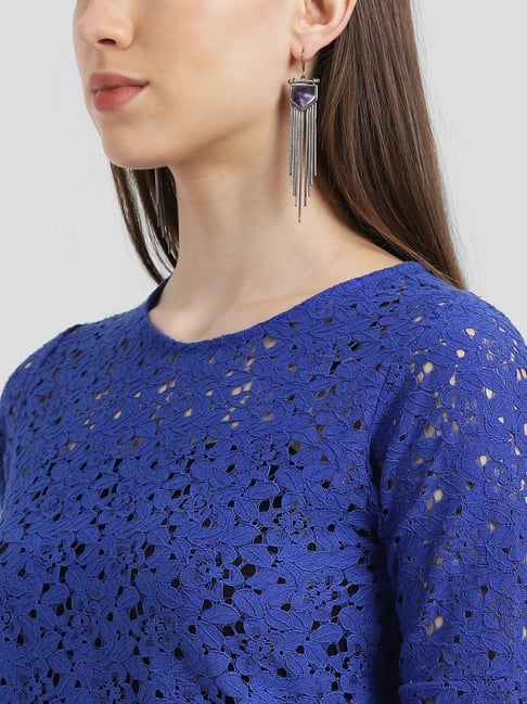 Buy Zink London Blue Lace Top for Women Online @ Tata CLiQ