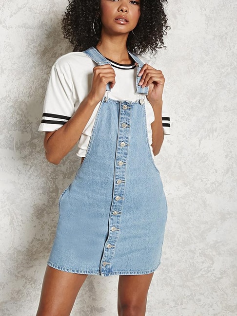 Plus Patch Pocket Overall Denim Dress  SHEIN IN