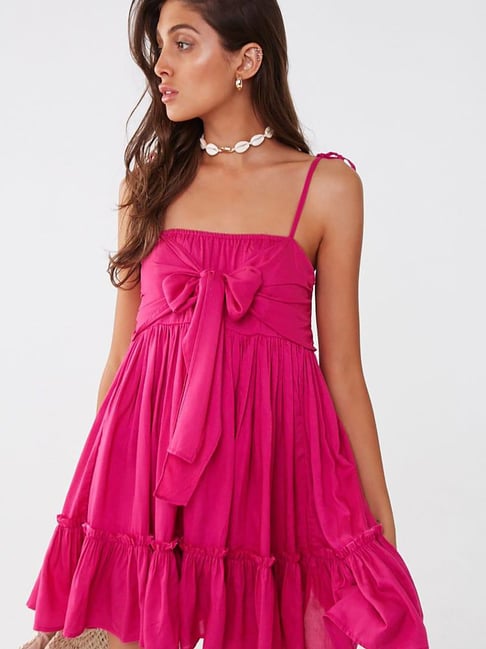 Forever 21 Pink Flare Regular Fit A Line Dress