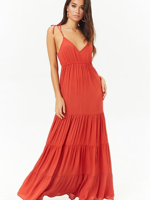 slim fit dress slacks Fit & Flare Cami Mini Dress in Coral-Swatch main image 0