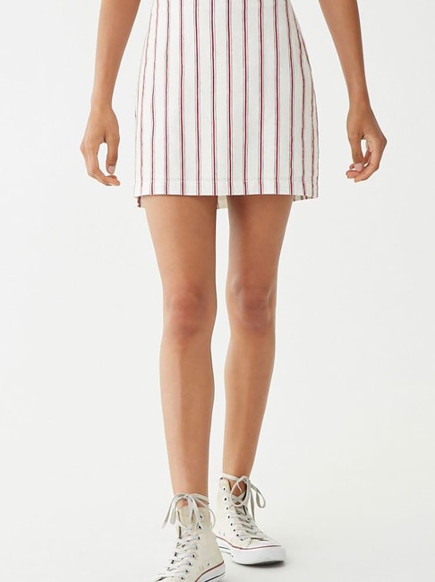 Forever 21 Ivory & Red Striped Skirt Price in India