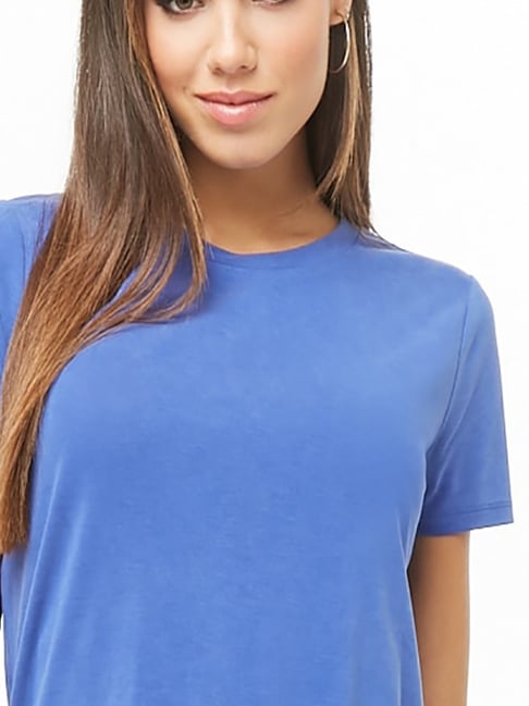 Buy Forever 21 Royal Blue Regular Fit T Shirt for Women Online Tata CLiQ