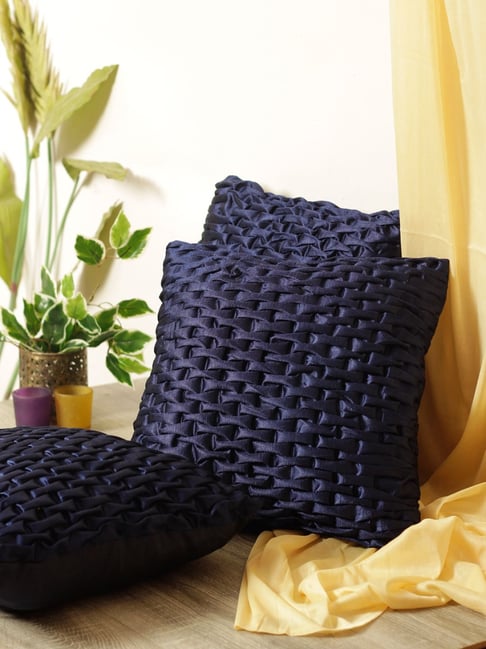 Romee Navy Polyester Cushion Covers (40 x 40 cm) - Set of 3-picture-19