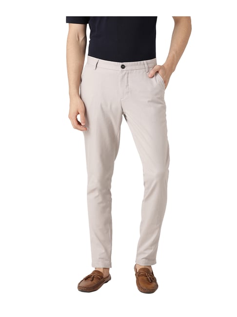 Buy Bruun \u0026 Stengade Beige Slim Fit Trousers for Men Online @ Tata CLiQ