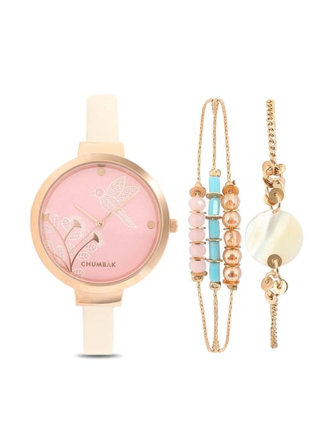 Chumbak NV3 Beach afternoon Analog Watch for Women with Bracelet Set Combo