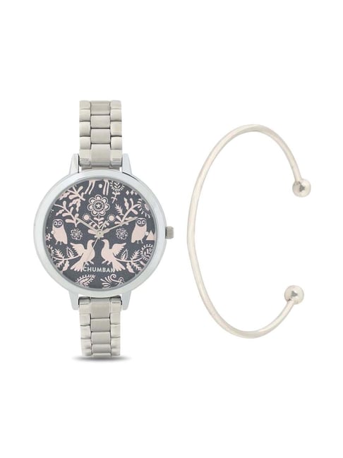 Chumbak QK2 Floral Birds Analog Watch for Women with Bracelet Set Combo