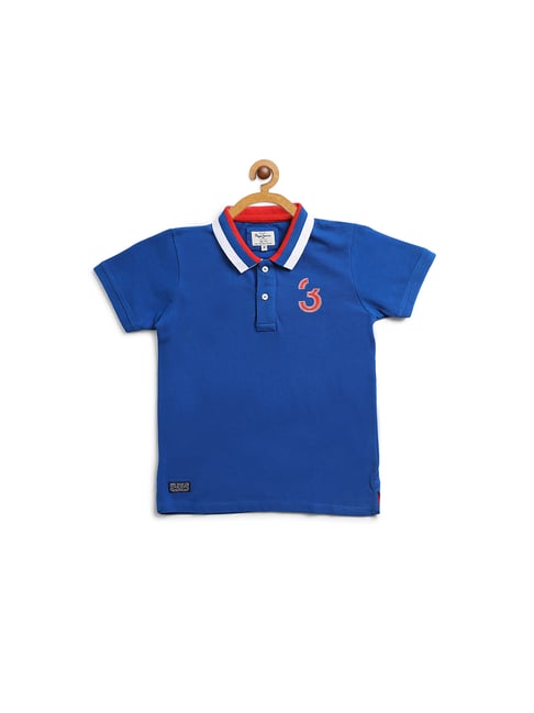 Pepe Jeans Kids Blue Solid Polo T-Shirt