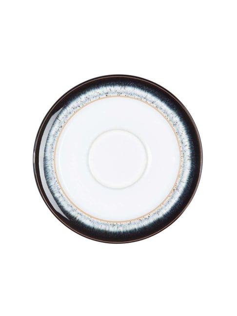 DENBY Halo Black White Stoneware Tea and Coffee Saucer Set of