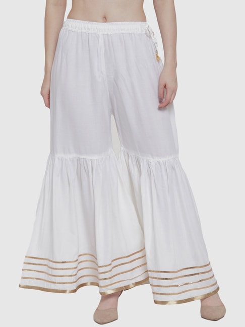 Buy Wahe-NOOR Women's Off-White Printed Cotton Gharara Online at Best Price  | Distacart