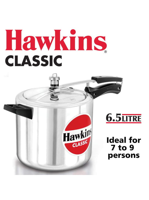 Hawkins Classic Aluminum Pressure Cooker, 5 L, Silver