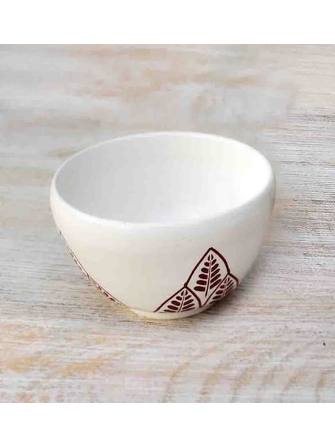 Fanusta Bahaar White Ceramic Bowl 100 ml Set of 1
