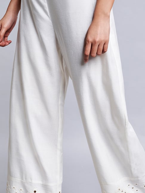 Global Desi Off White Regular Fit Trousers