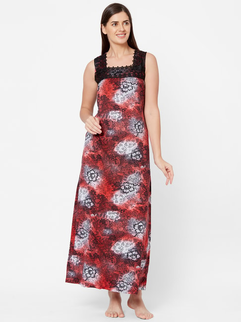 Buy Juliet Red Floral Print Nighty from top Brands at Best Prices Online in  India