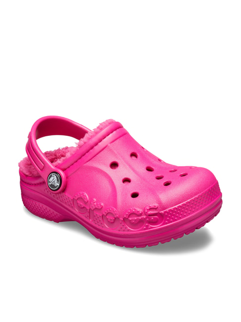 pink baya lined crocs