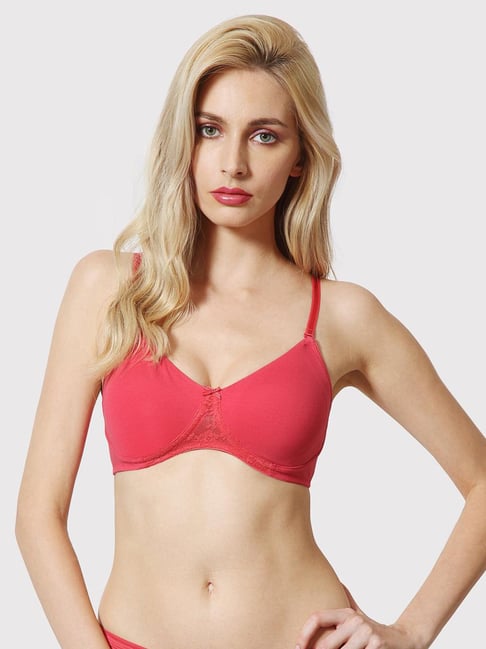 Buy Erotissch Women Pink Lace Non-Wired Non Padded Bralette online
