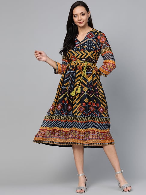 Melon by PlusS Navy Printed Dress Price in India