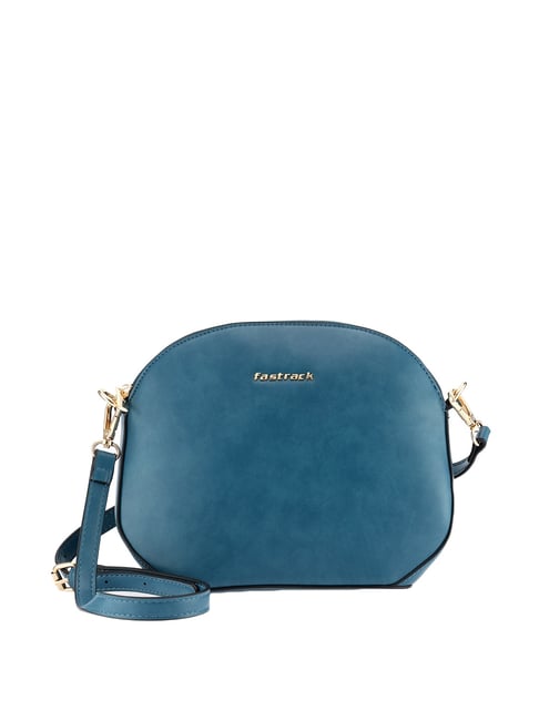 Fastrack Sangria Blue Textured Medium Sling Handbag