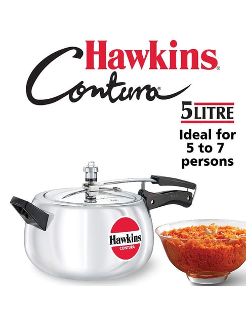 Hawkins Classic Aluminum Pressure Cooker, 5 L, Silver