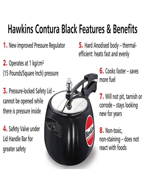 Hawkins Contura Black L Pressure Cooker Set of
