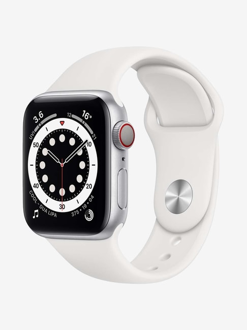 New Apple Watch Series 6 (GPS + Cellular, 40mm) – Silver Aluminium Case with White Sport Band