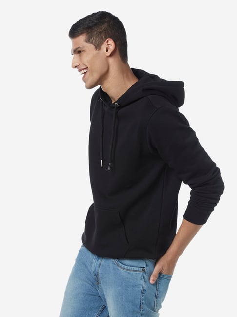 Mens black sale hooded sweatshirt