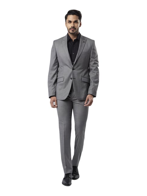 Buy Raymond Grey Slim Fit Self Pattern Suit Set for Mens Online