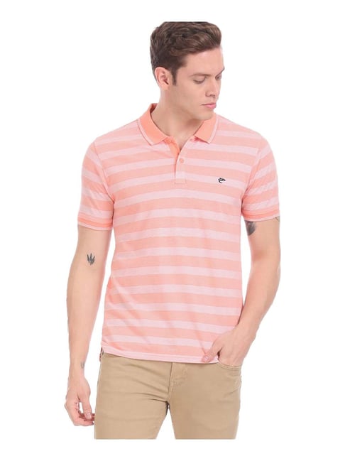 Ruggers Peach Striped Polo T-Shirt