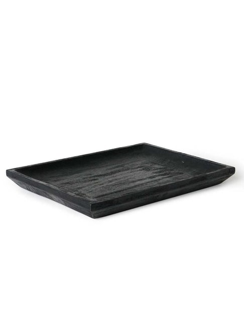 ellementry Onyx Black Mango Wood Serving Tray - Set of 1