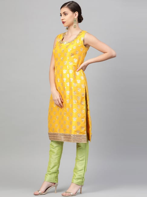 Buy Chhabra 555 Yellow & Green Kurta Pant Set With Dupatta for Women Online  @ Tata CLiQ