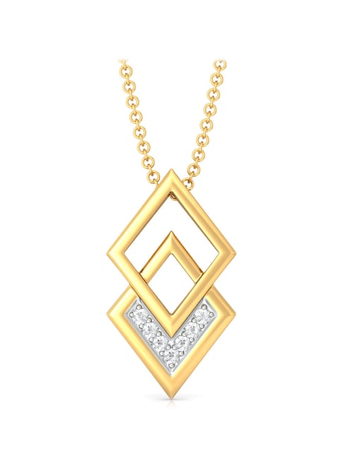 Melorra 18k Gold & Diamond Rhombo Combo Pendant without Chain for Women