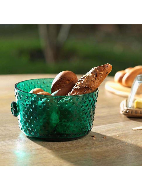 Buy ellementry Olio Green Glass Fruit Bowl (1400 ml) Set of at