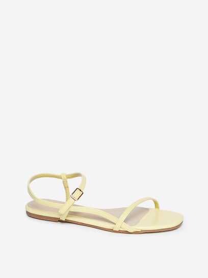 Buy LUNA BLU by Westside Light Yellow Crocodile Pattern Sandals