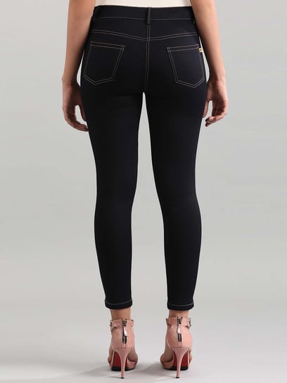 Buy Black Denim Look Jeggings Online - Aurelia