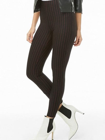 Two Striped Leggings In Black – omgfashion.com