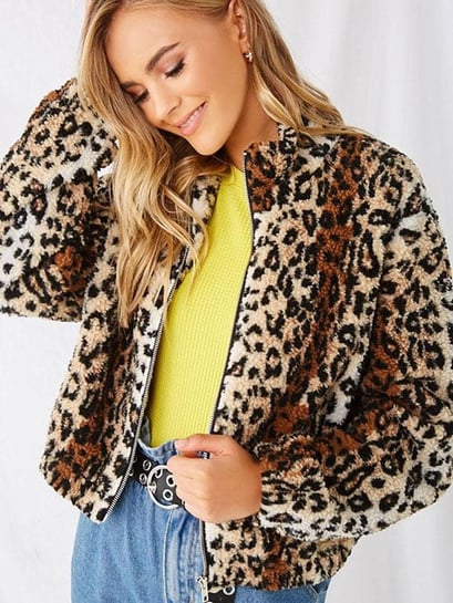 Buy STALK BUY LOVE Womens Zip Through Neck Animal Print Bomber Jacket |  Shoppers Stop