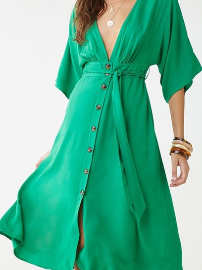 Forever 21 green wrap hot sale dress