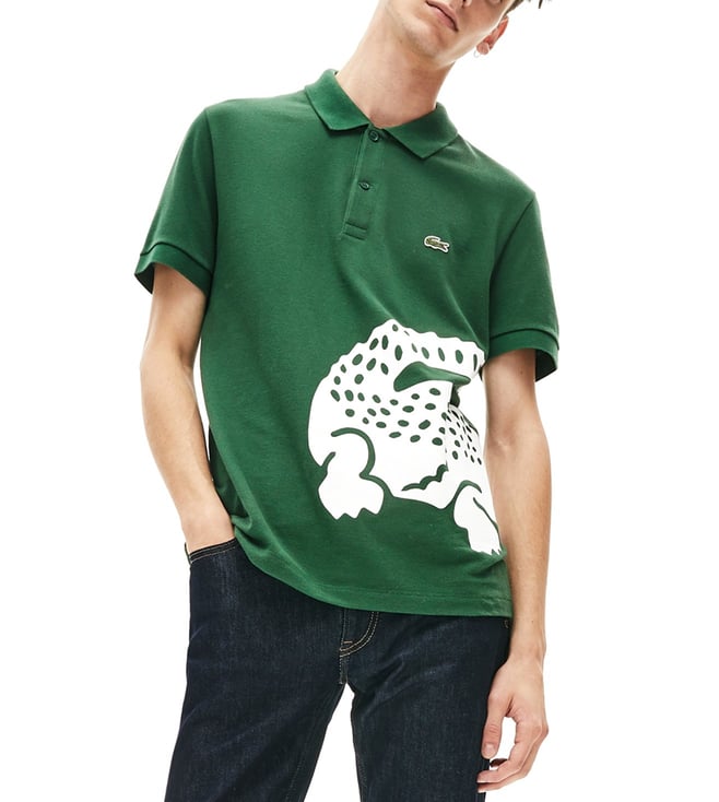 Buy Lacoste Green Oversized Crocodile Logo Polo T-Shirt for Men Online @  Tata CLiQ Luxury